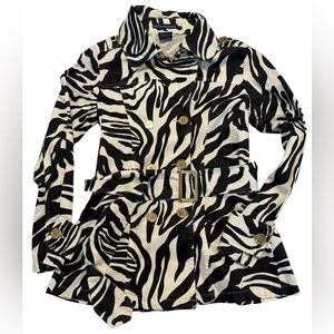 Vintage Drama Gold Zebra Print Button Up Jacket Large